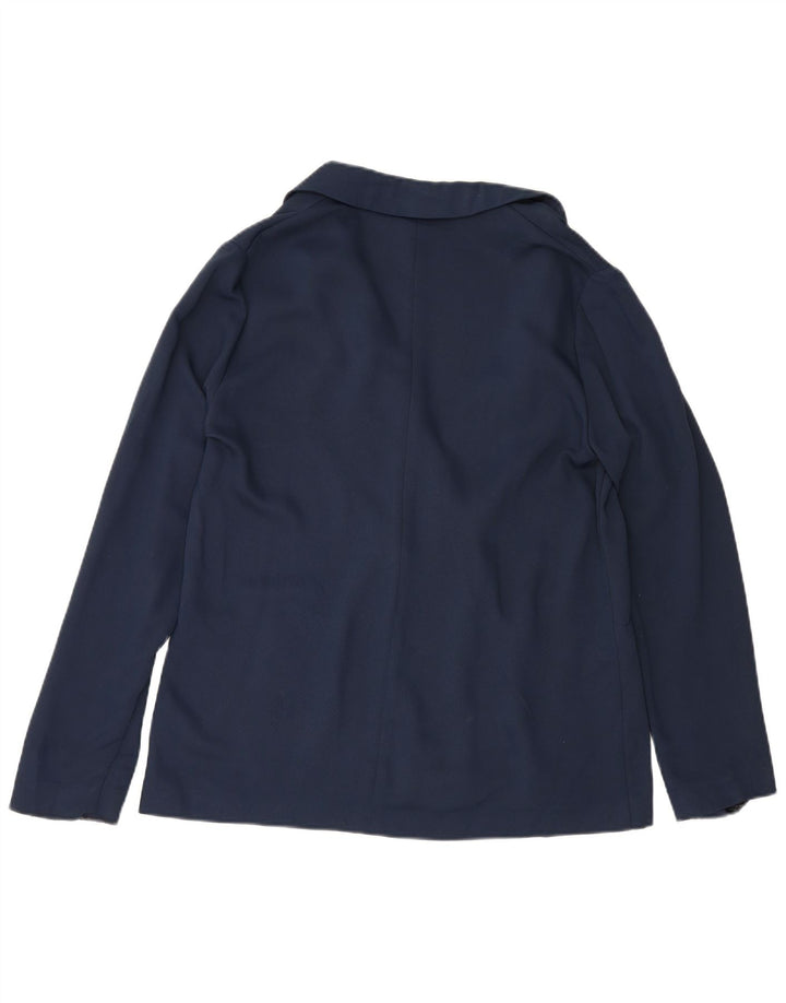 Topshop Womens 1 Button Blazer Jacket UK 14 Large Navy Blue Polyester