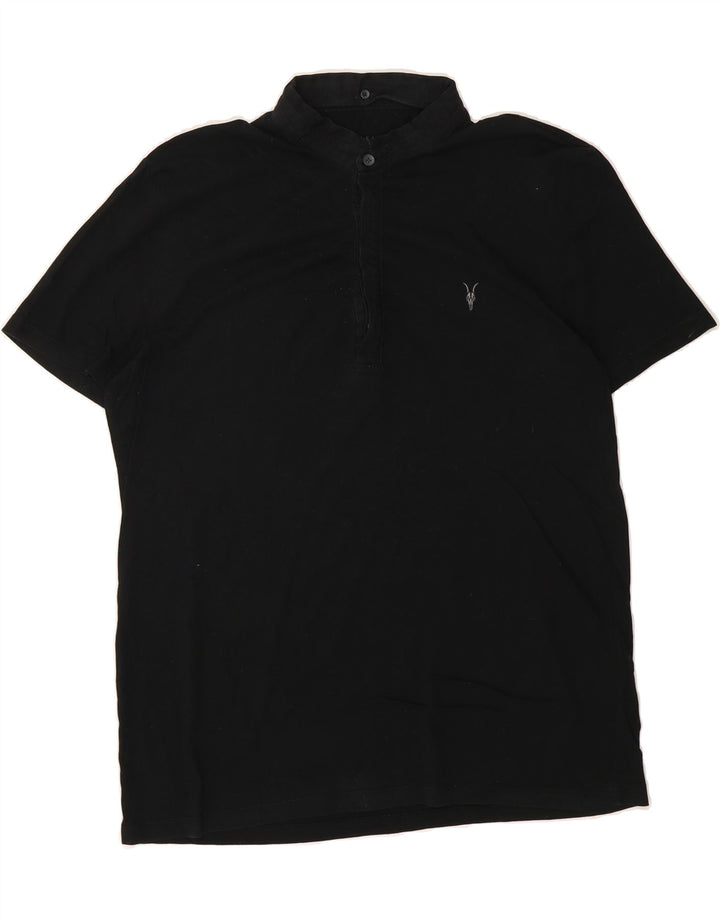 ALL SAINTS Mens Polo Shirt Medium Black Cotton Vintage All Saints and Second-Hand All Saints from Messina Hembry 