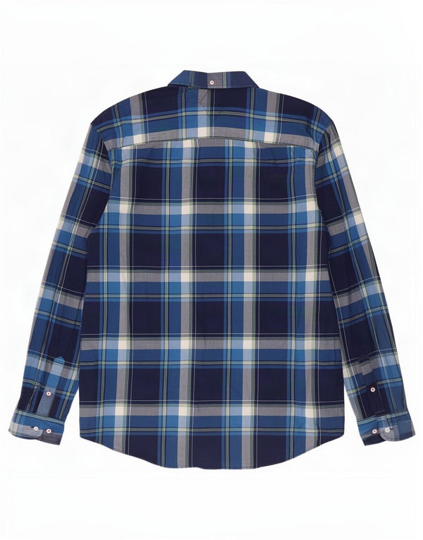 Tommy Hilfiger Mens New York Fit Shirt XL Navy Blue Check Cotton