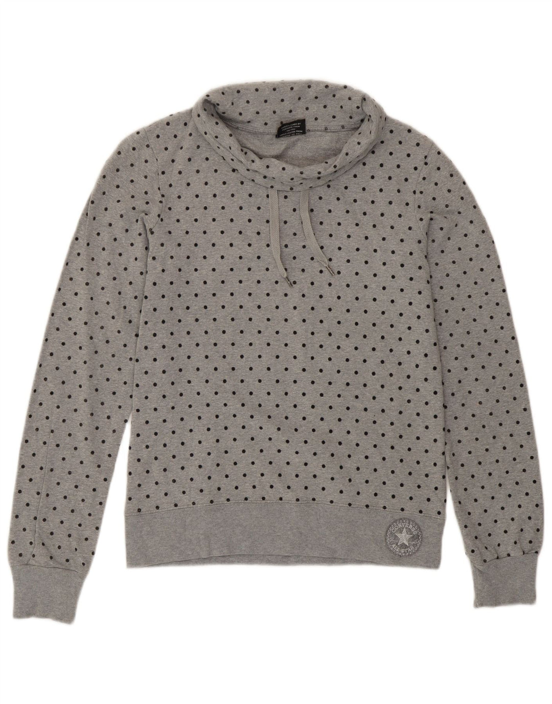Converse Womens Sweatshirt Jumper UK 6 XS Grey Spotted Cotton