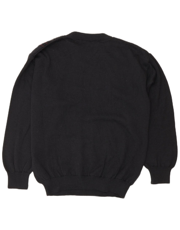 TCM Mens Crew Neck Jumper Sweater IT 48/50 Medium Black Striped Merino Wool