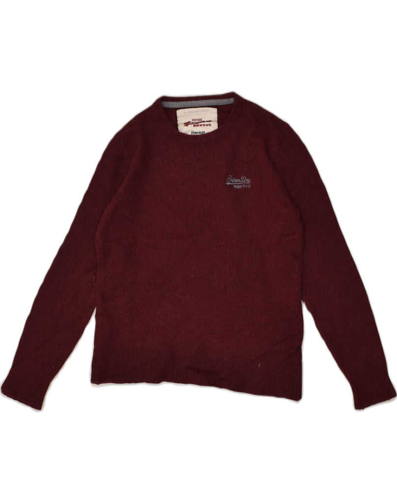 SUPERDRY Womens Crew Neck Jumper Sweater UK 18 XL Burgundy Lambswool | Vintage Superdry | Thrift | Second-Hand Superdry | Used Clothing | Messina Hembry 