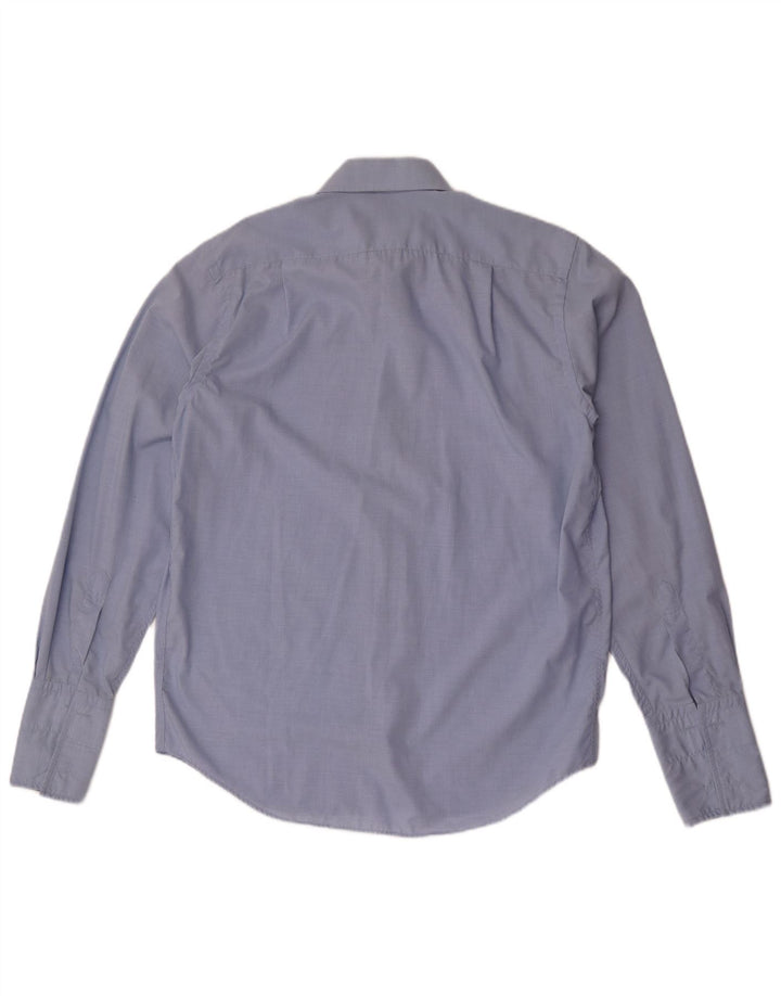 YVES SAINT LAURENT Mens Formal Shirt Large Blue Gingham Cotton