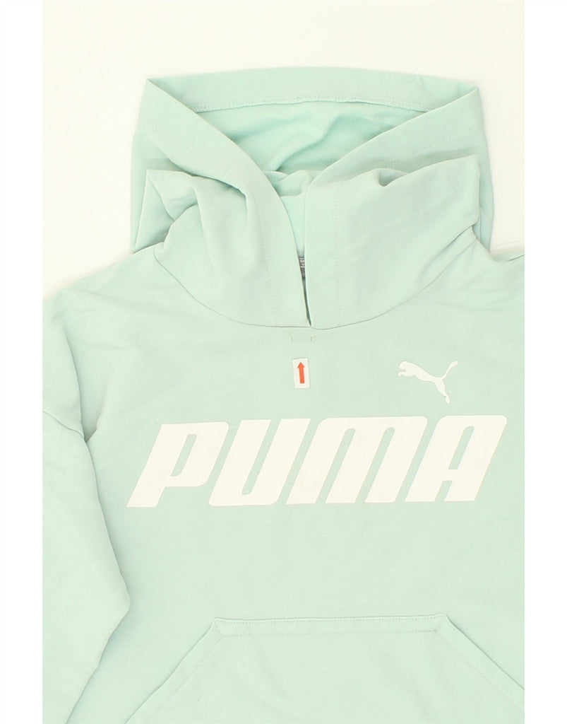 PUMA Girls Crop Hoodie Jumper 11-12 Years Green Cotton | Vintage Puma | Thrift | Second-Hand Puma | Used Clothing | Messina Hembry 