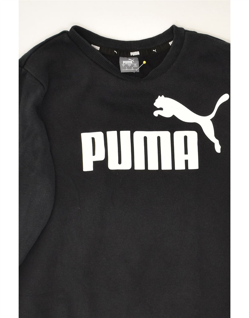 PUMA Boys Graphic Sweatshirt Jumper 11-12 Years Black Cotton | Vintage Puma | Thrift | Second-Hand Puma | Used Clothing | Messina Hembry 