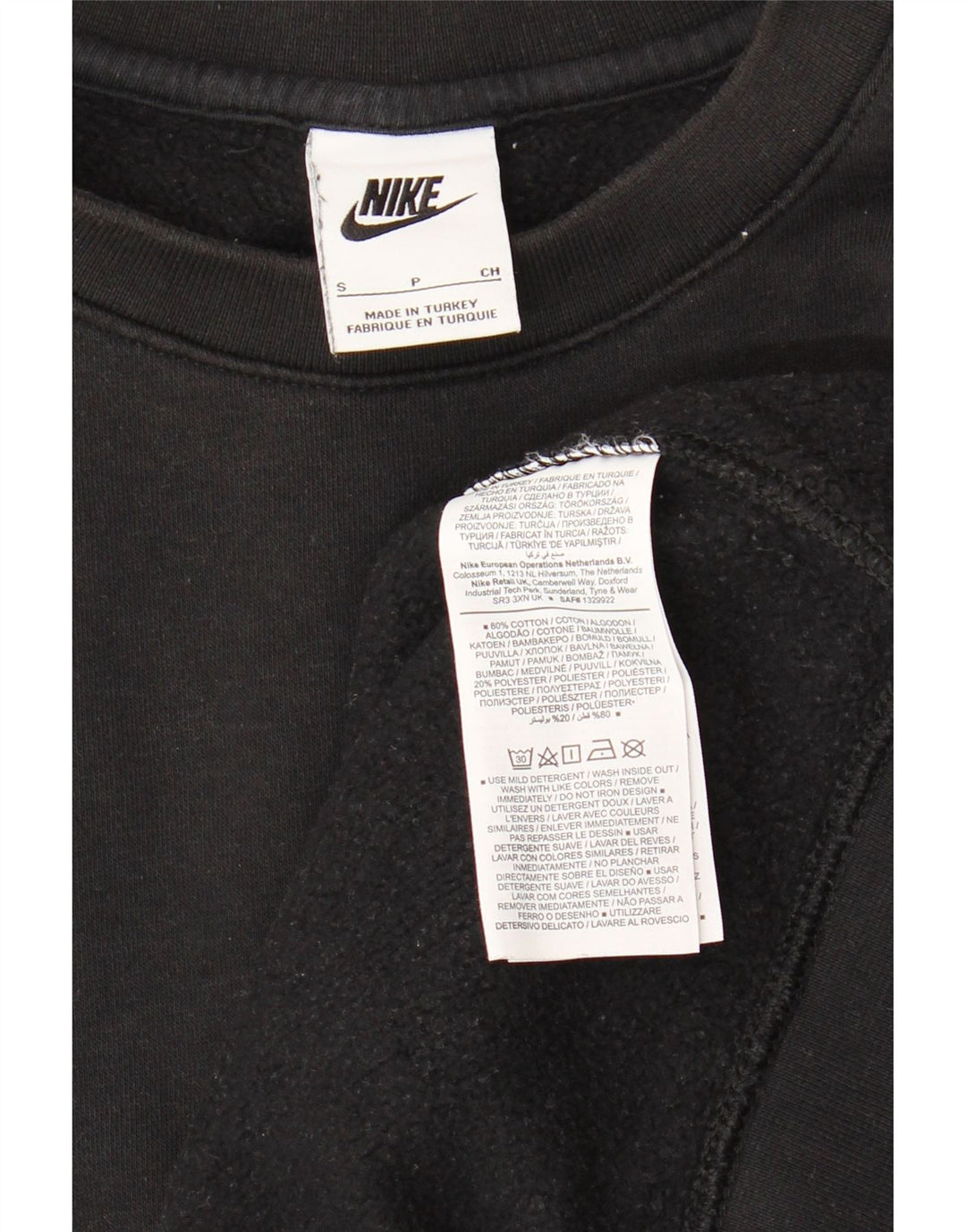 NIKE Mens Graphic Sweatshirt Jumper Small Black Cotton
