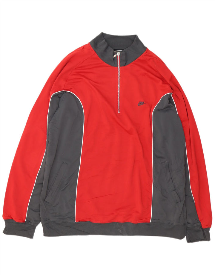 ADIDAS Mens Zip Neck Sweatshirt Jumper 2XL Red Colourblock Polyester