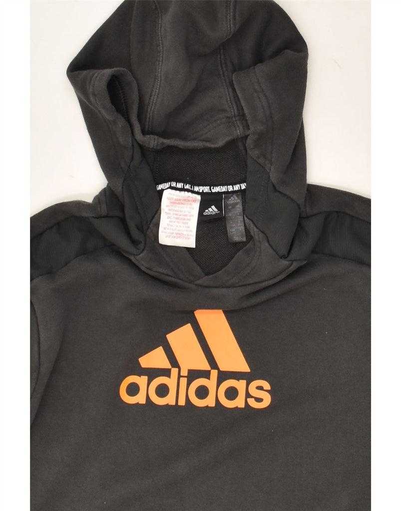 ADIDAS Boys Graphic Hoodie Jumper 15-16 Years Black Cotton | Vintage Adidas | Thrift | Second-Hand Adidas | Used Clothing | Messina Hembry 