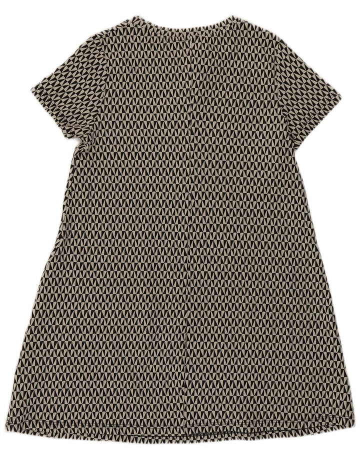 Zara Womens A-Line Dress UK 12 Medium Black Geometric Cotton