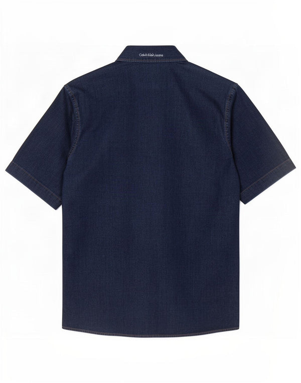 Calvin Klein Jeans Mens Short Sleeve Shirt Medium Navy Blue Cotton