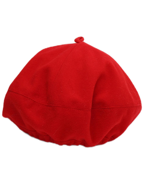 Vintage Girls Fleece Beret Hat 6-7 Years Red Polyester
