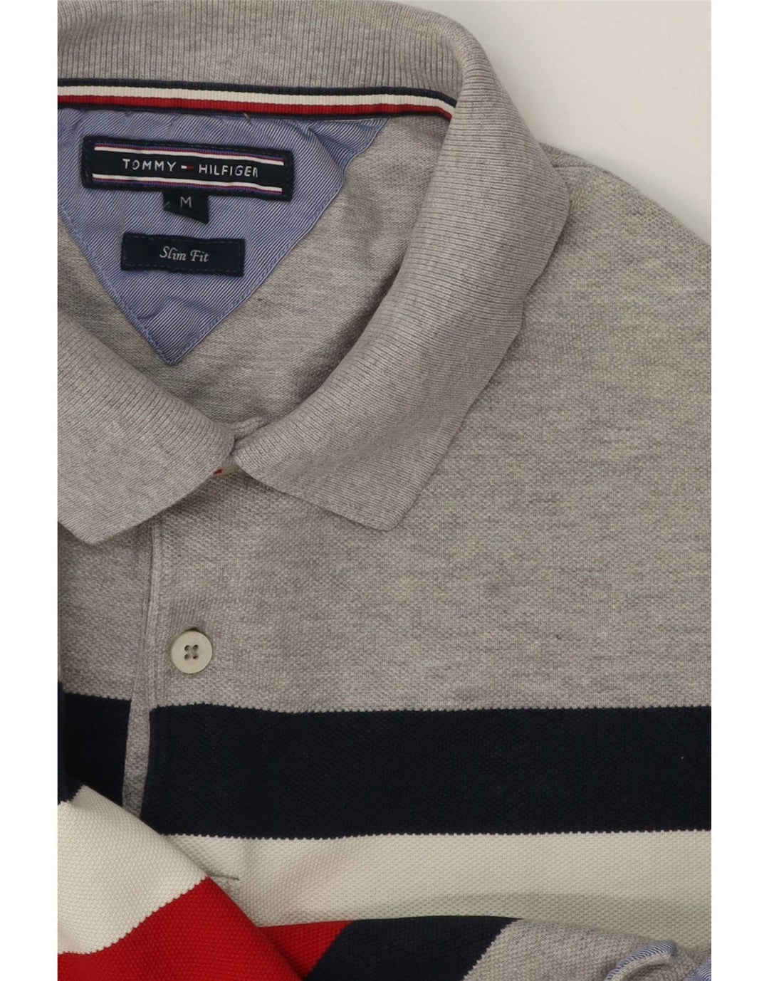 Tommy Hilfiger Mens Slim Fit Polo Shirt Medium Grey Colourblock