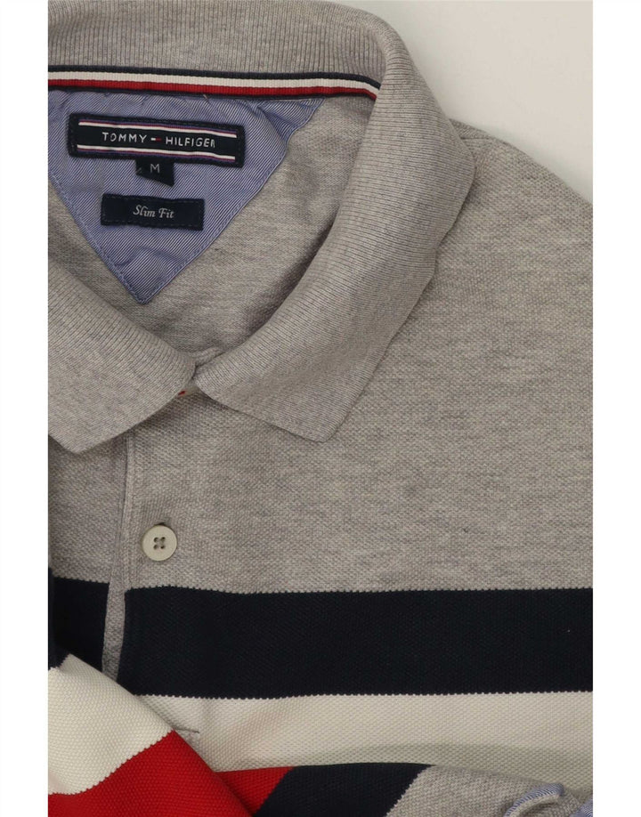 Tommy Hilfiger Mens Slim Fit Polo Shirt Medium Grey Colourblock