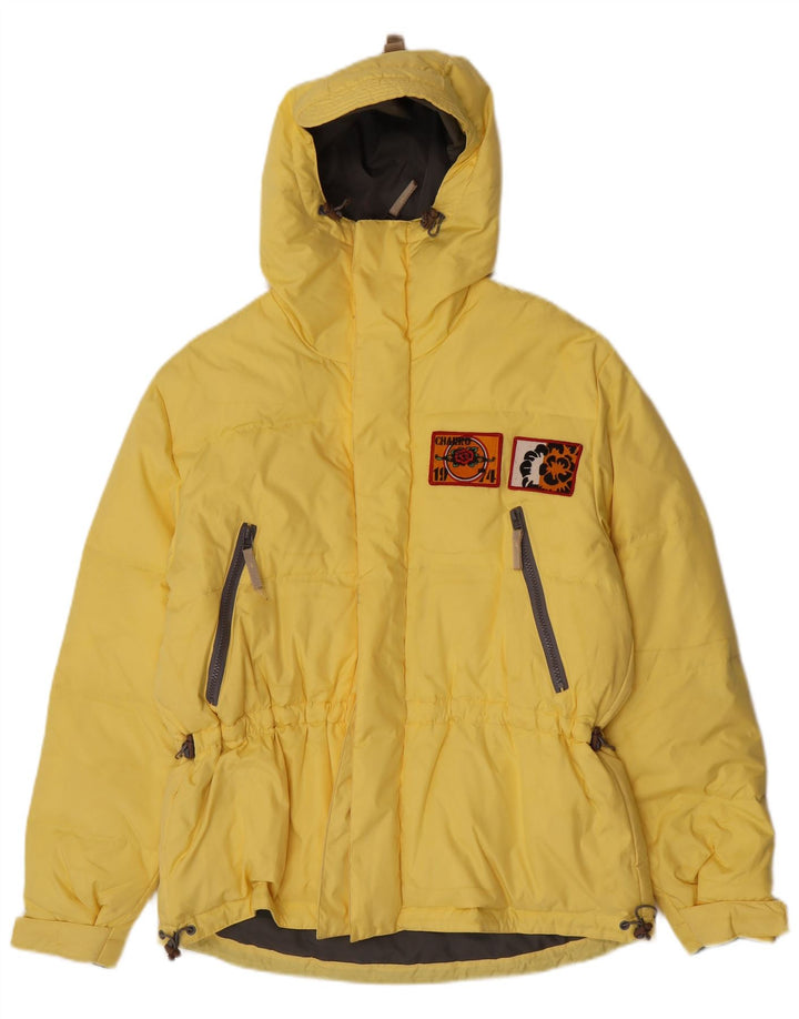 Charro Mens Graphic Hooded Padded Jacket UK 36 Small Yellow Polyester