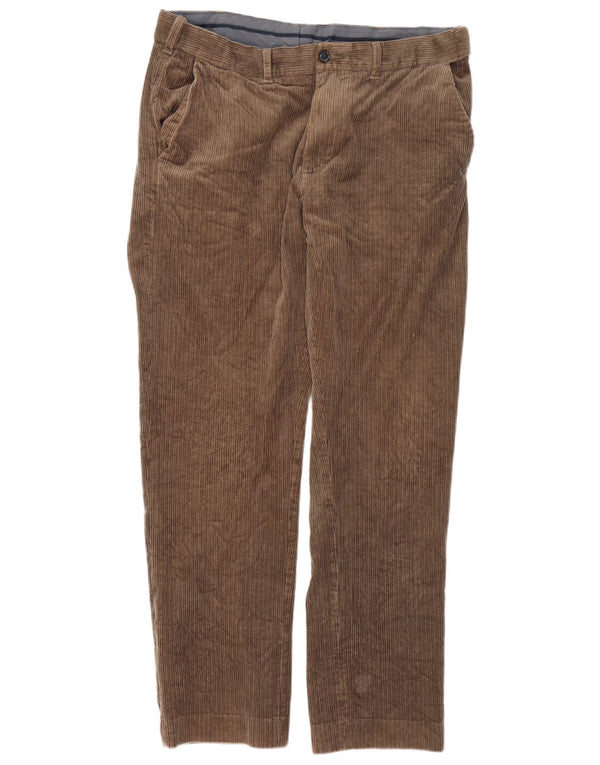 Marks & Spencer Mens Regular Fit Corduroy Trousers W36 L31 Brown Cotton