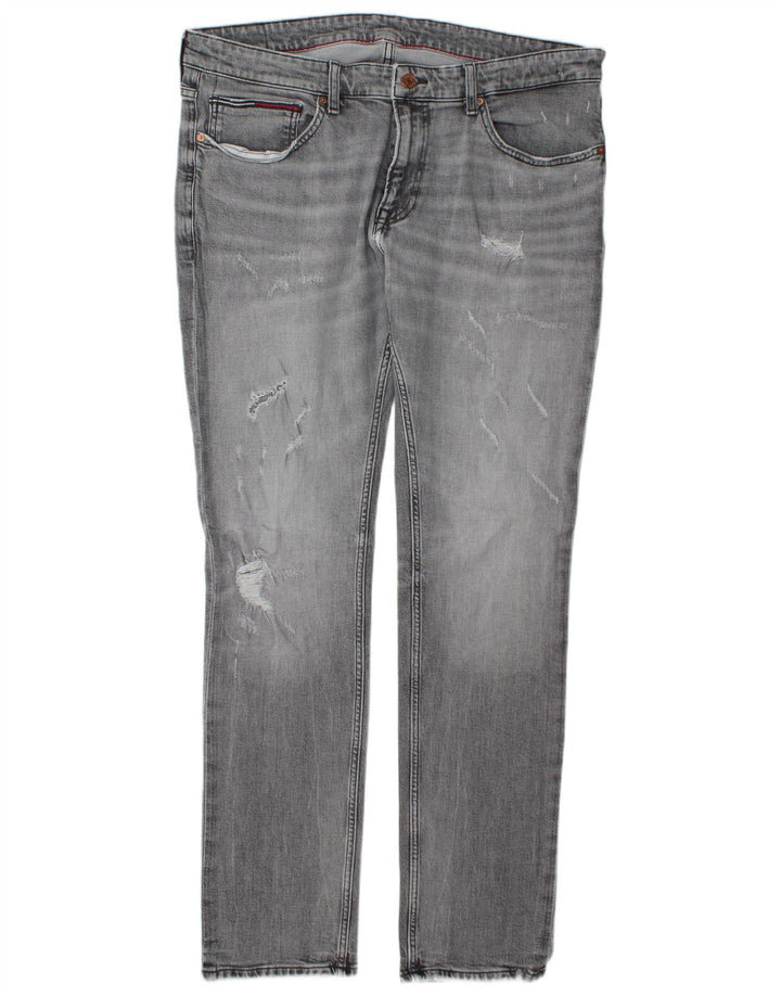 Tommy Hilfiger Mens Distressed Slim Jeans W38 L34 Grey Cotton