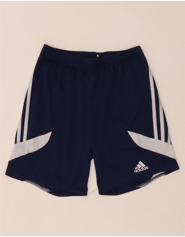 Adidas Boys Climalite Sport Shorts 11-12 Years Large Navy Blue Colourblock