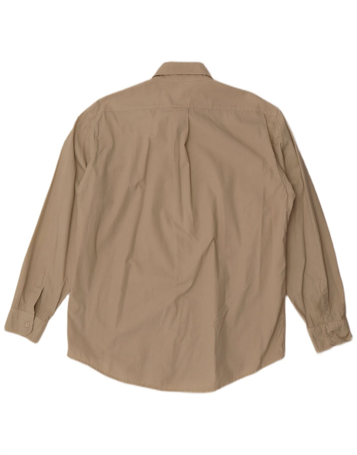 Trussardi Jeans Mens Shirt Large Beige Cotton