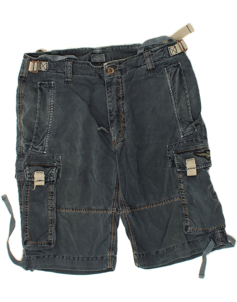 VINTAGE Mens Cargo Shorts IT 48 Medium W32  Navy Blue Cotton | Vintage Vintage | Thrift | Second-Hand Vintage | Used Clothing | Messina Hembry 
