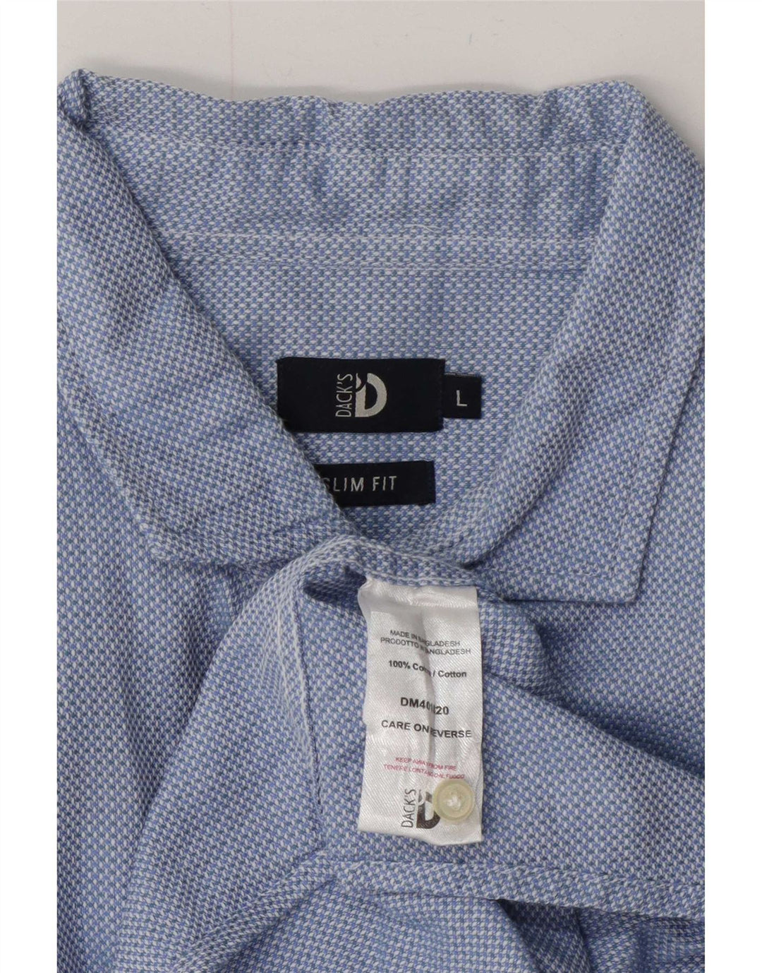 Dack's Mens Slim Fit Shirt Large Blue Cotton