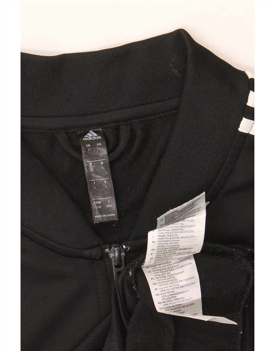 Adidas Mens Tracksuit Top Jacket Large Black Polyester