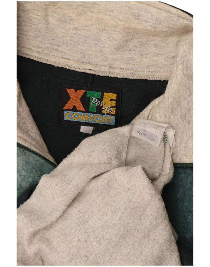 EXTE Mens Graphic Zip Neck Sweatshirt Jumper Large Grey Colourblock