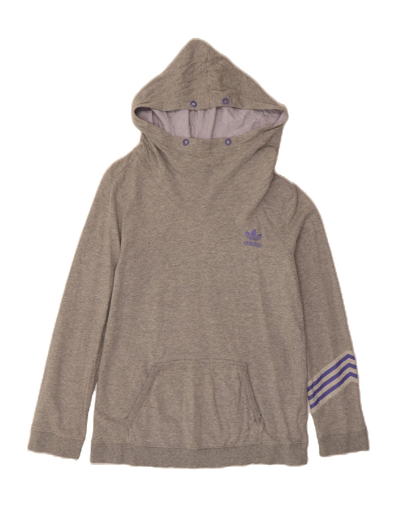 ADIDAS Womens Hoodie Jumper UK 14 Large Grey Cotton Vintage Adidas and Second-Hand Adidas from Messina Hembry 