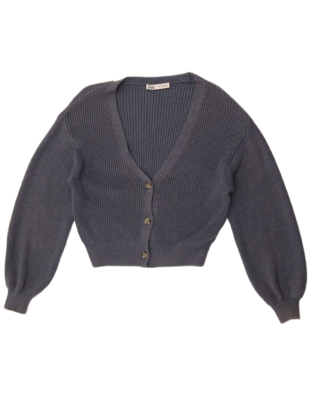 Zara Womens Crop Cardigan Sweater UK 14 Medium Navy Blue
