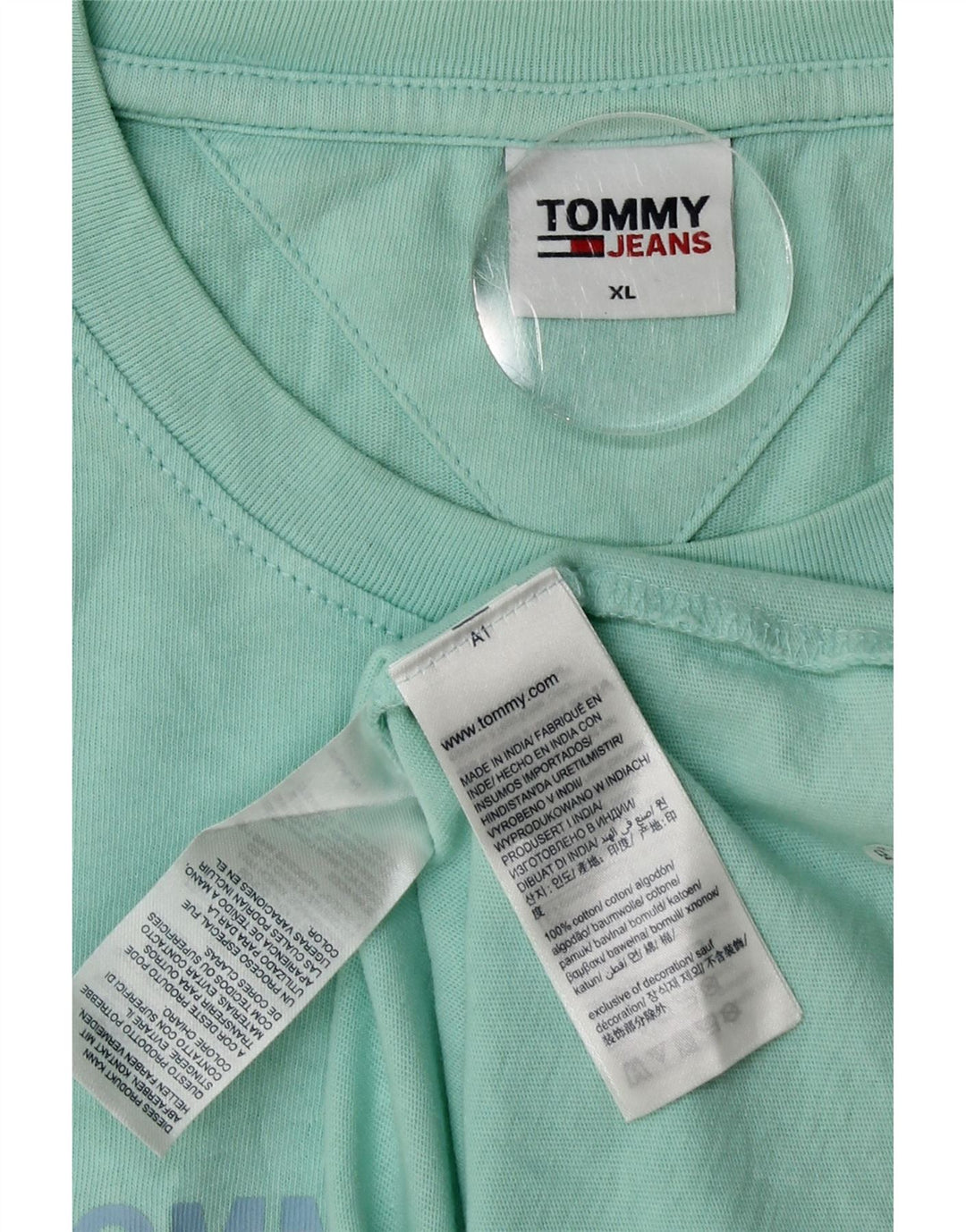 Tommy Hilfiger Mens Graphic T-Shirt Top XL Turquoise Cotton
