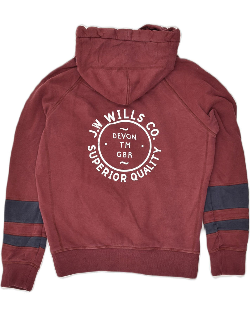 JACK WILLS Womens Loose Fit Graphic Hoodie Jumper UK 10 Small Burgundy | Vintage Jack Wills | Thrift | Second-Hand Jack Wills | Used Clothing | Messina Hembry 