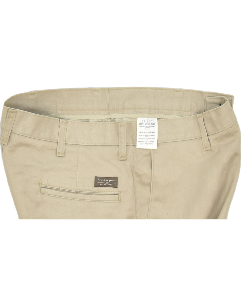 LEE Mens Straight Casual Trousers W34 L30 Khaki Cotton | Vintage | Thrift | Second-Hand | Used Clothing | Messina Hembry 