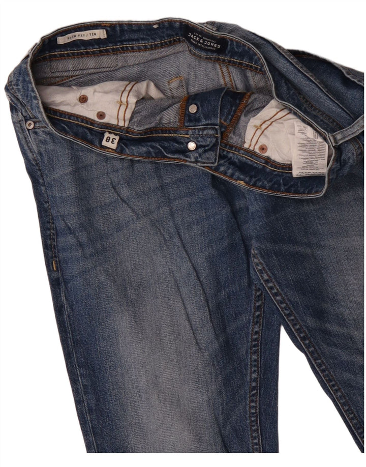 Jack & Jones Mens Tim Slim Jeans W30 L30 Blue Cotton