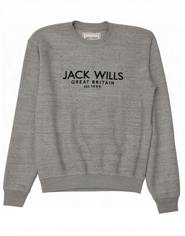 Jack Wills Mens Graphic Loose Fit Sweatshirt Jumper XS Grey Flecked Cotton