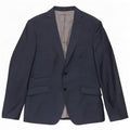 Zara Mens 2 Button Blazer Jacket EU 52 Large Navy Blue Wool