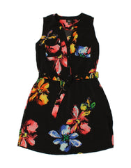 MOSSIMO Womens Sleeveless Basic Dress UK 14 Medium Black Floral Polyester