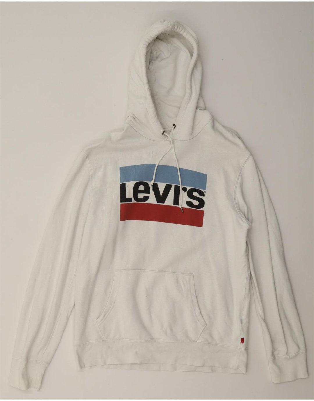 Levi's Mens Graphic Hoodie Jumper Large White Cotton