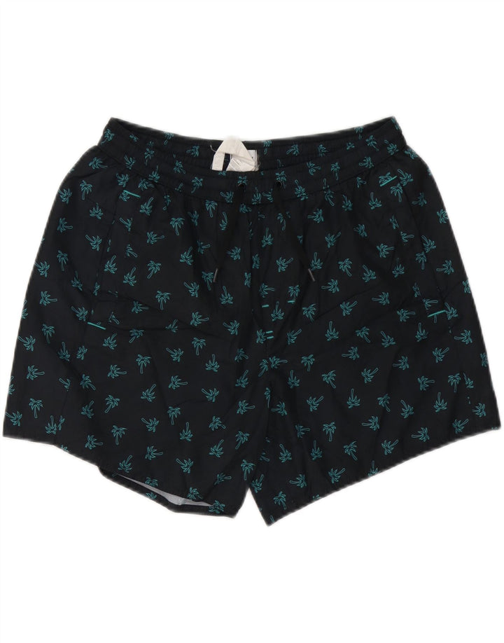 COAST Mens Graphic Swimming Shorts Medium  Black Polyester