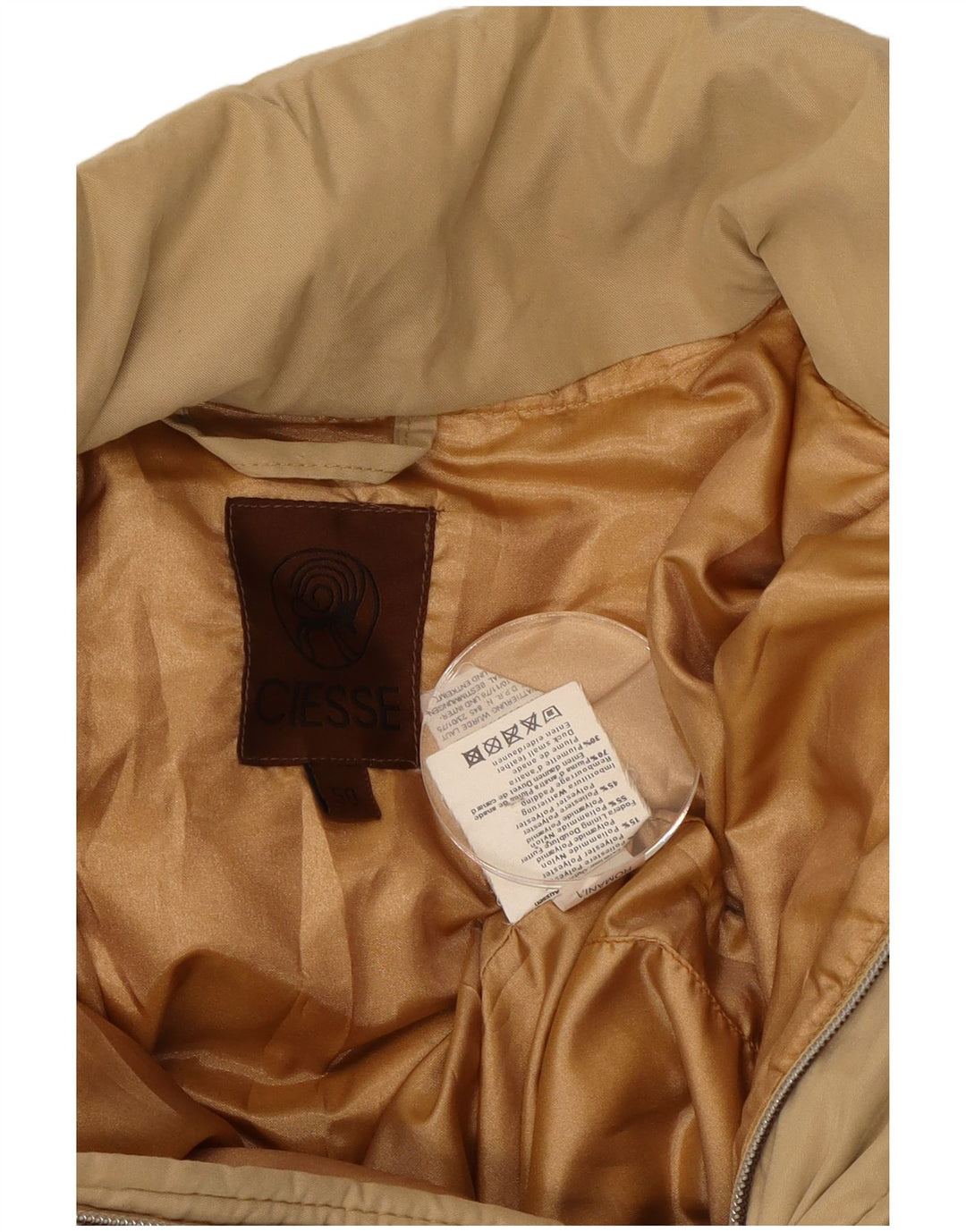 Vintage Mens Padded Jacket IT 50 Large Beige Polyester