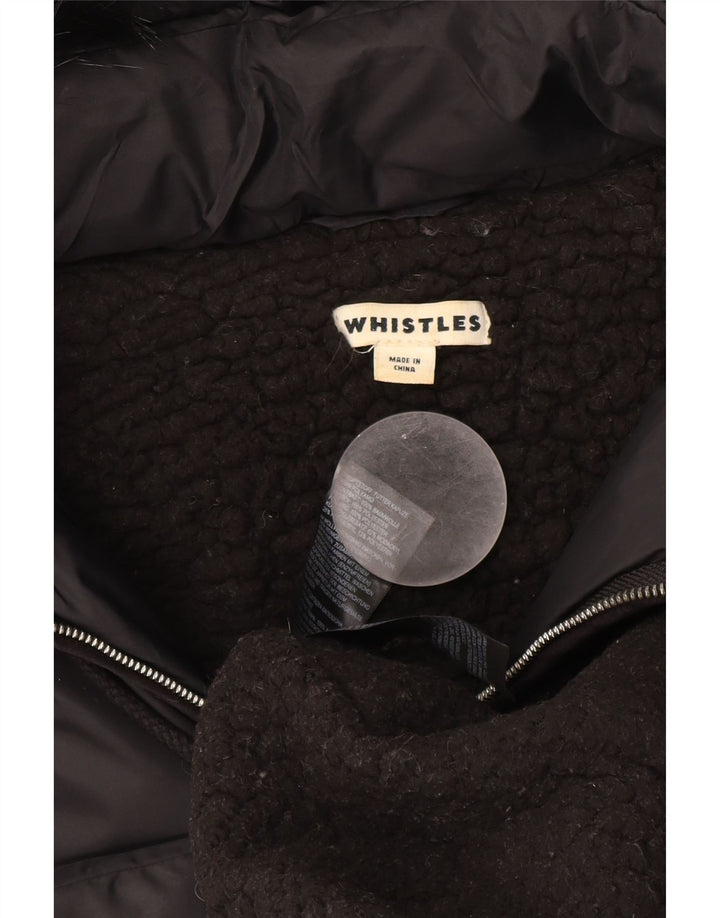 Whistles Womens Hooded Padded Coat UK 14 Medium Black Polyamide
