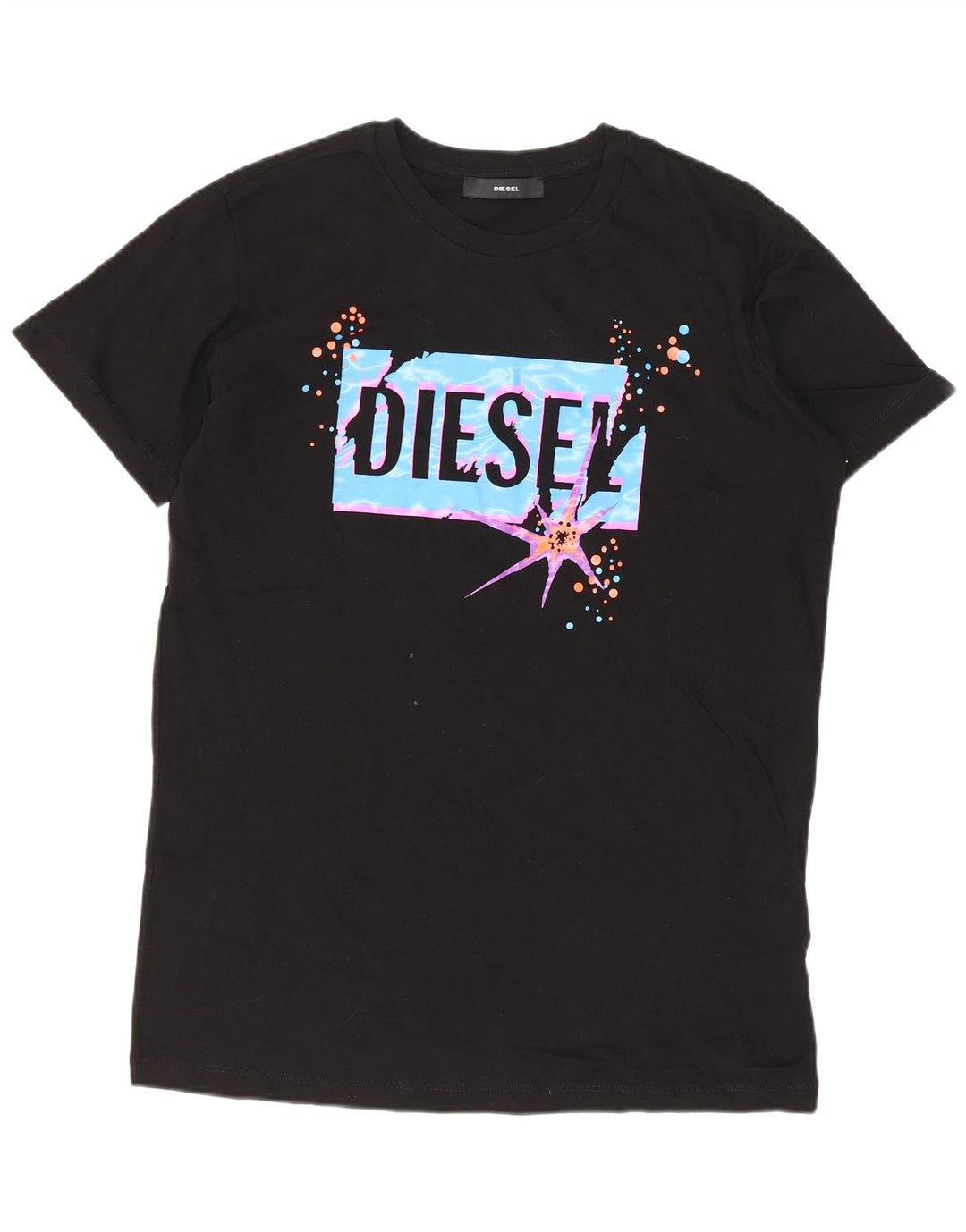 Diesel Mens Graphic T-Shirt Top Small Black Cotton
