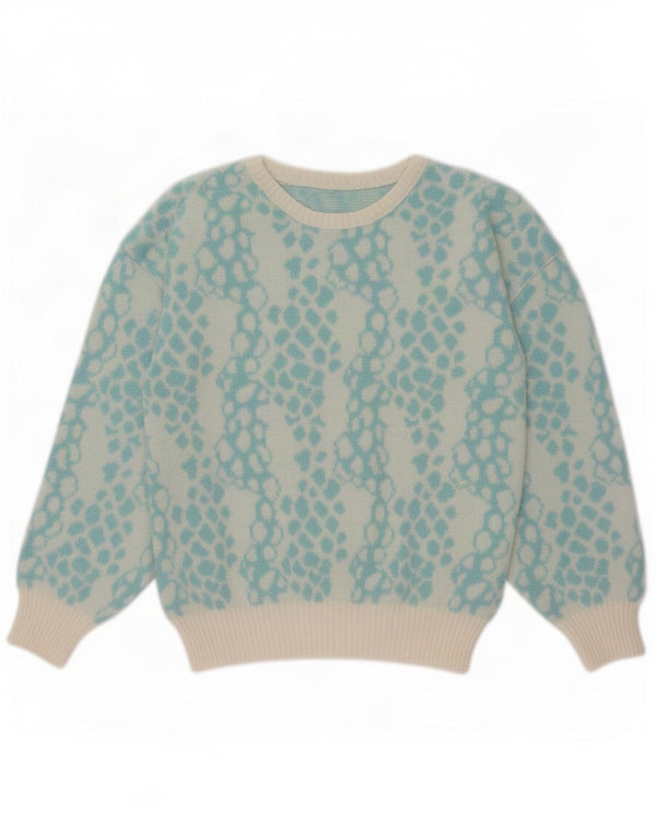 Vintage Womens Boat Neck Jumper Sweater UK 16 Large Blue Spotted