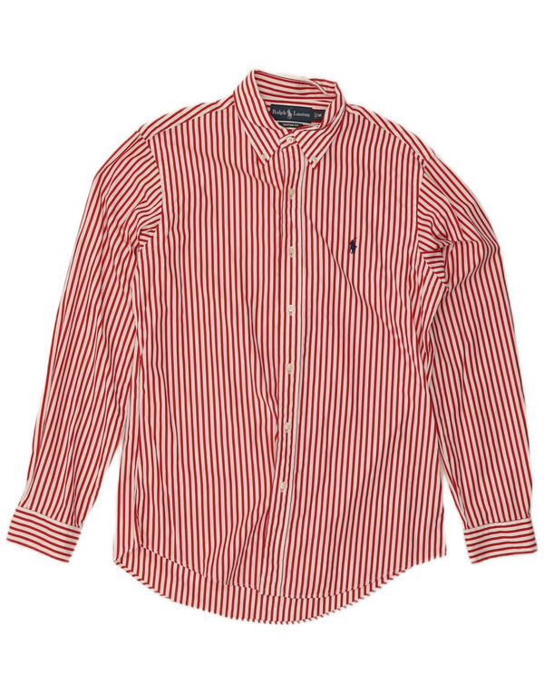 Ralph Lauren Mens Custom Fit Shirt Medium Red Pinstripe Cotton