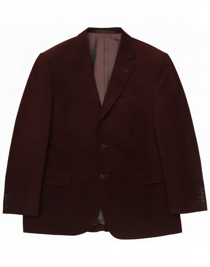 Marks & Spencer Mens Short 2 Button Blazer Jacket UK 44 XL Maroon Polyester