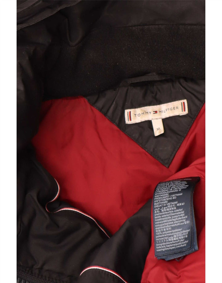 Tommy Hilfiger Womens Hooded Padded Coat UK 18 XL Black Polyester