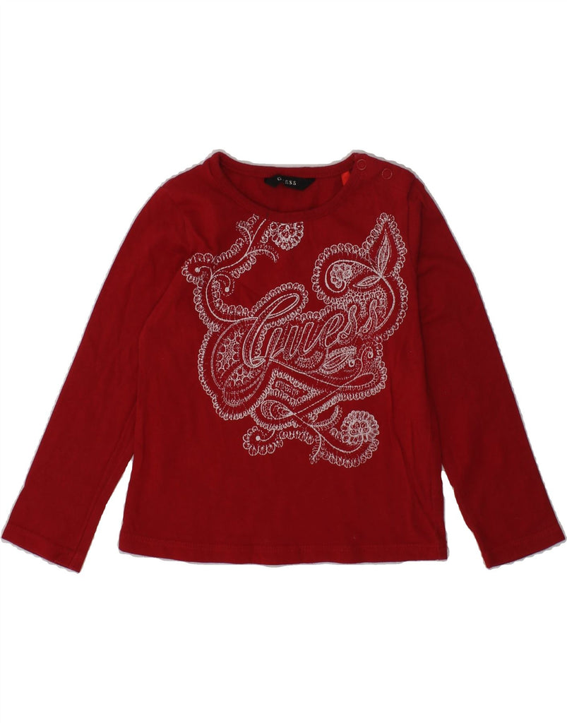 GUESS Baby Girls Graphic Top Long Sleeve 3-6 Months Red | Vintage Guess | Thrift | Second-Hand Guess | Used Clothing | Messina Hembry 