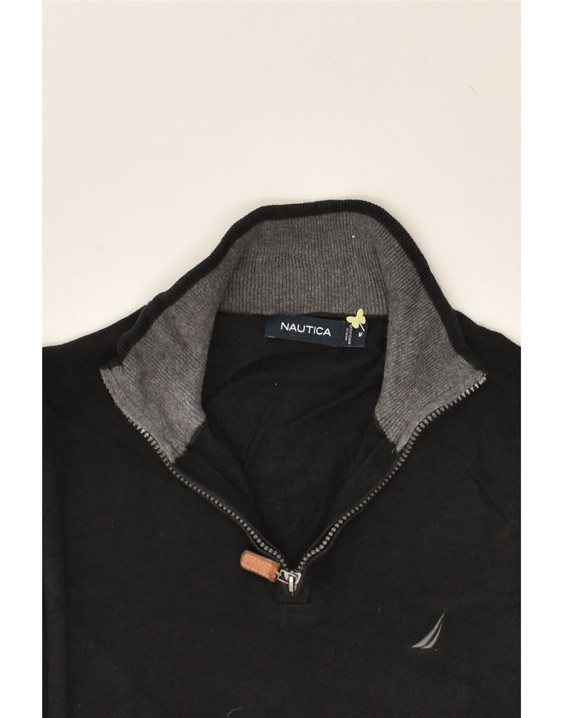 NAUTICA Mens Zip Neck Jumper Sweater Medium Black Cotton | Vintage Nautica | Thrift | Second-Hand Nautica | Used Clothing | Messina Hembry 