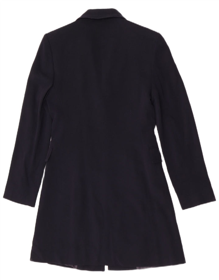 Jigsaw Womens 3 Button Longline Blazer Jacket UK 8 Small Navy Blue Wool