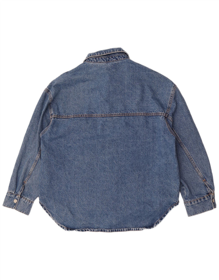 Zara Womens Asymmetric Oversized Denim Shirt UK 18 XL Blue