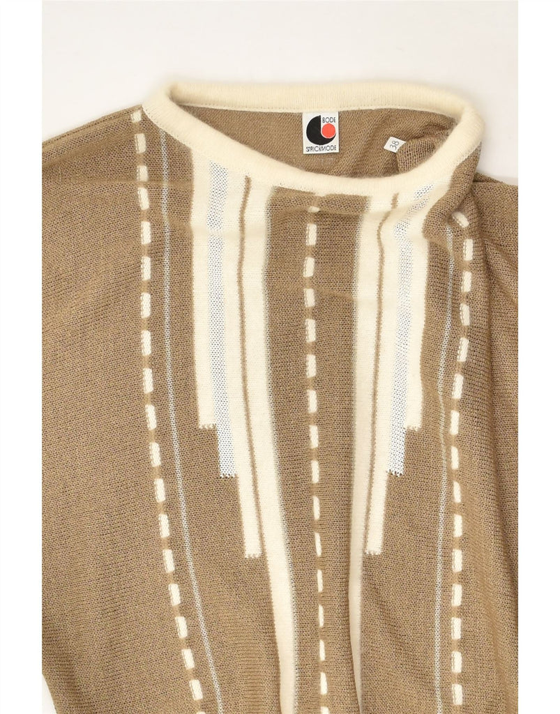 VINTAGE Womens Boat Neck Jumper Sweater EU 38 Medium Khaki Striped | Vintage Vintage | Thrift | Second-Hand Vintage | Used Clothing | Messina Hembry 