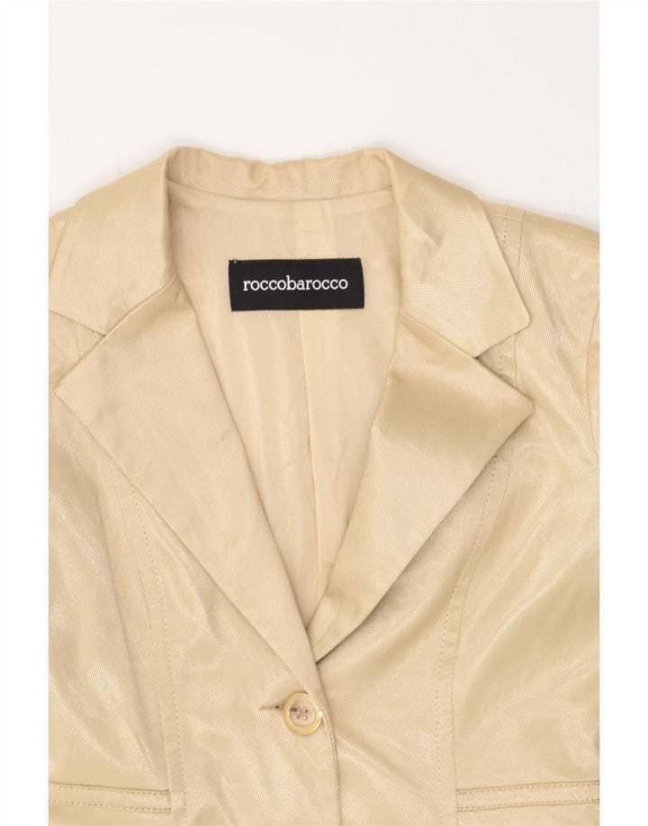 ROCCOBAROCCO Womens Overcoat UK 12 Medium Beige Polyester | Vintage Roccobarocco | Thrift | Second-Hand Roccobarocco | Used Clothing | Messina Hembry 